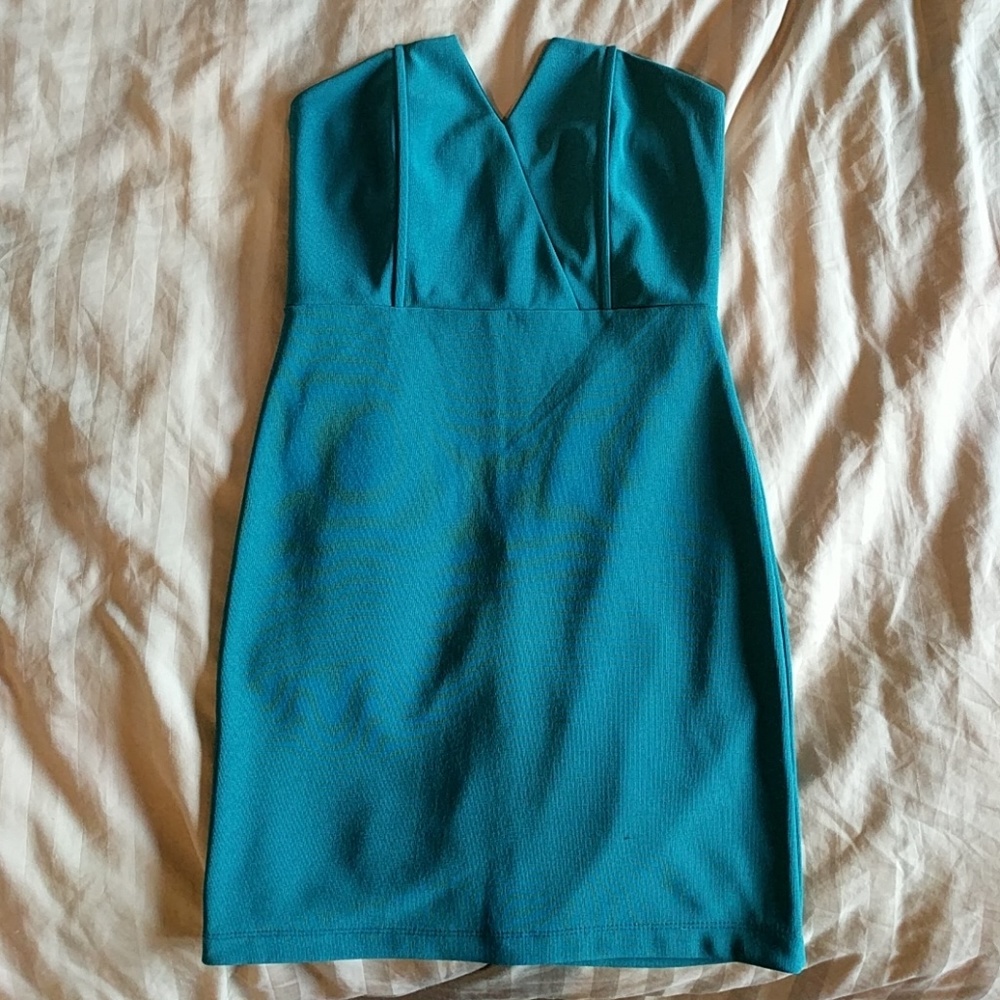 Teal Strapless Dress